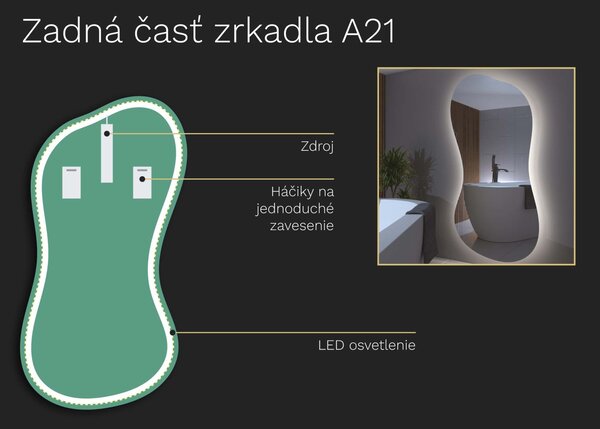 Organické LED zrkadlo s osvetlením A21