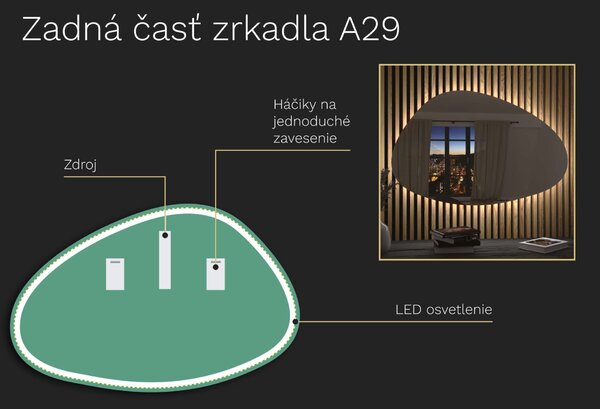 Organické LED zrkadlo s osvetlením A29
