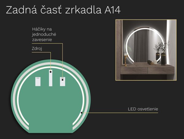 Atypické zrkadlo s LED osvetlením A14
