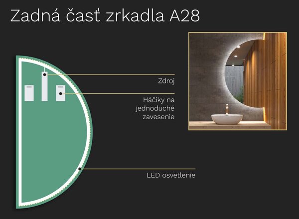 Atypické zrkadlo do kúpeľne s LED osvetlením A28