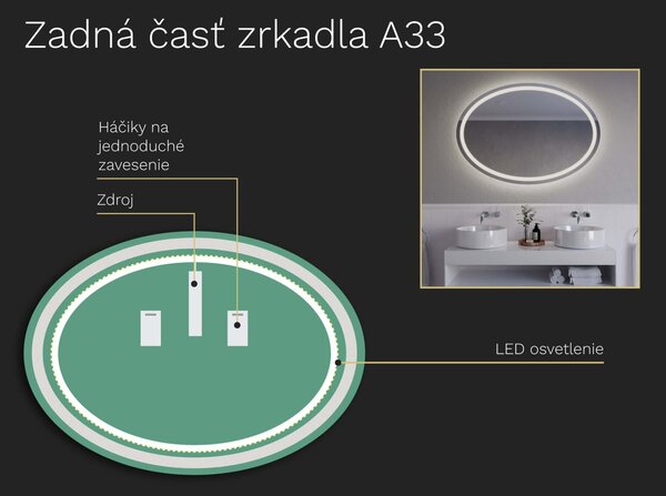 Oválné zrkadlo s LED osvetlením A33