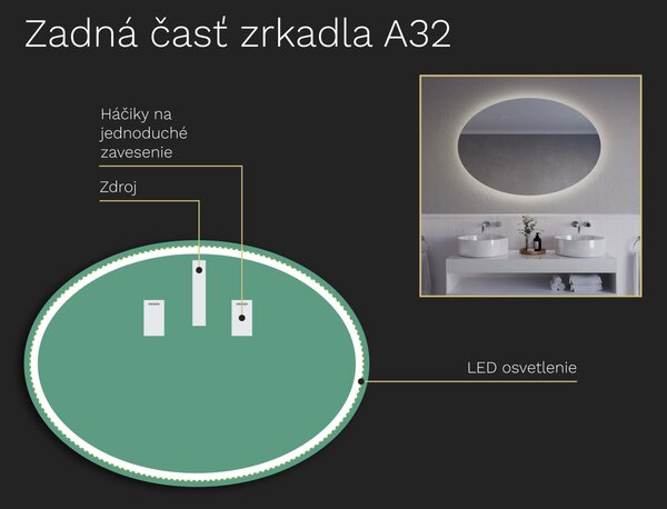 Oválné zrkadlo s LED osvetlením A32