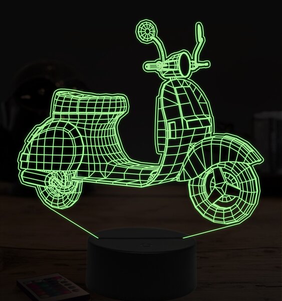 Beling 3D lampa,vespa skúter, 7 farebná ZZ13