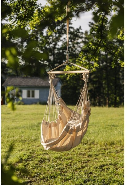 Krémovobiele polstrované závesné záhradné kreslo Tobago – Garden Pleasure