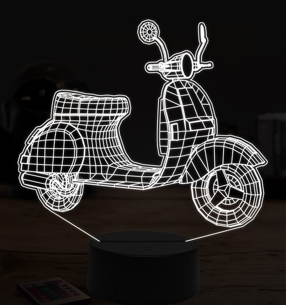 Beling 3D lampa,vespa skúter, 7 farebná ZZ13