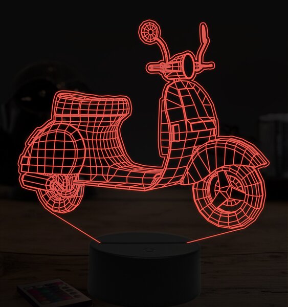 Beling 3D lampa,vespa skúter, 7 farebná ZZ13