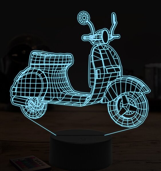 Beling 3D lampa,vespa skúter, 7 farebná ZZ13