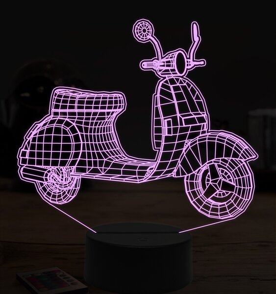 Beling 3D lampa,vespa skúter, 7 farebná ZZ13
