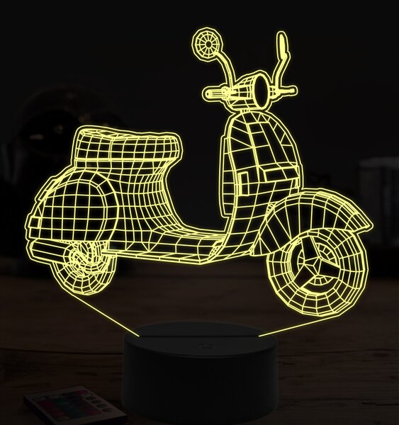 Beling 3D lampa,vespa skúter, 7 farebná ZZ13