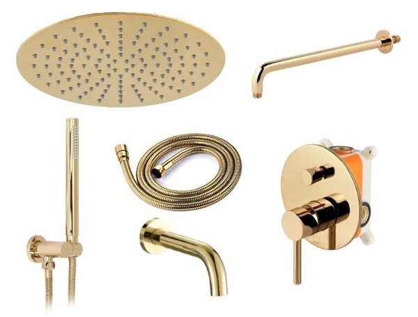 Rea Lungo, podomietká vaňová súprava so sprchou + box P6300 - komplet sada, zlatá, REA-P4125