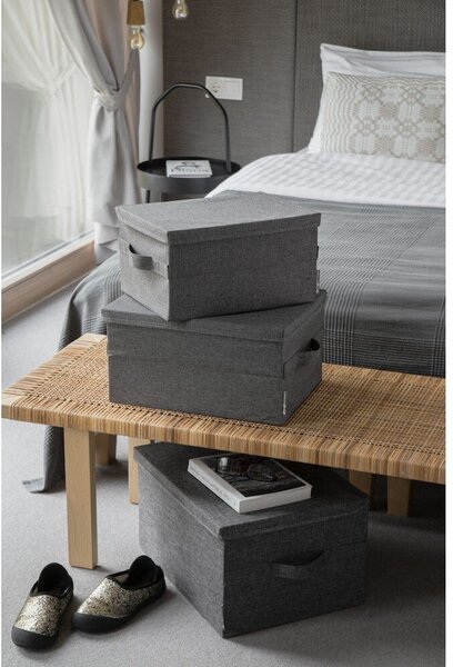 Sivý látkový úložný box s vekom 35x26x19 cm Soft Storage – Bigso