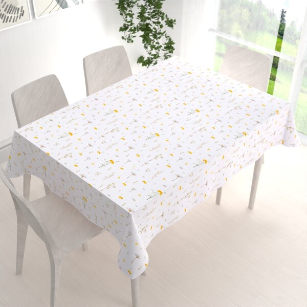 Biante Bavlnený obdĺžnikový obrus Sandra SA-497 Žlté bylinky na bielom 50x100 cm