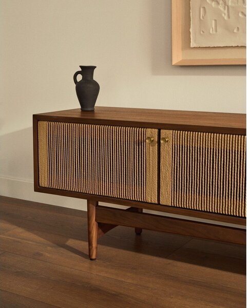 Hnedý TV stolík v dekore orecha 200x50 cm Elan – Kave Home