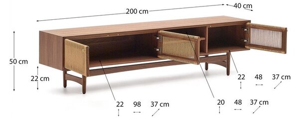 Hnedý TV stolík v dekore orecha 200x50 cm Elan – Kave Home