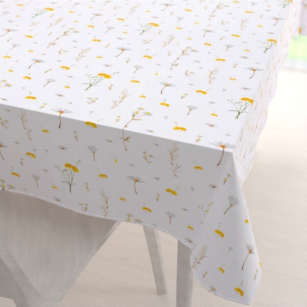 Biante Bavlnený obdĺžnikový obrus Sandra SA-497 Žlté bylinky na bielom 50x100 cm