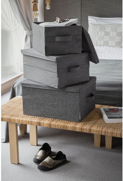 Sivý látkový úložný box s vekom 35x26x19 cm Soft Storage – Bigso