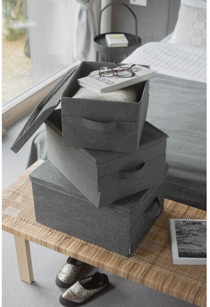 Sivý látkový úložný box s vekom 35x26x19 cm Soft Storage – Bigso