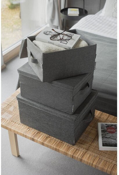 Sivý látkový úložný box s vekom 35x26x19 cm Soft Storage – Bigso