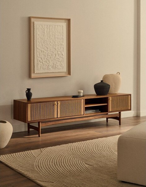 Hnedý TV stolík v dekore orecha 200x50 cm Elan – Kave Home