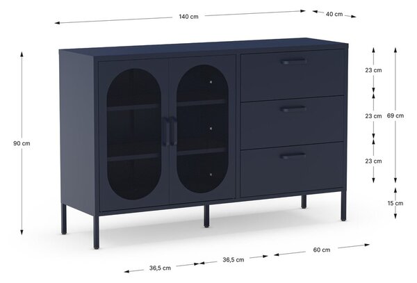 Tmavomodrá komoda 140x90 cm Diora – Marckeric