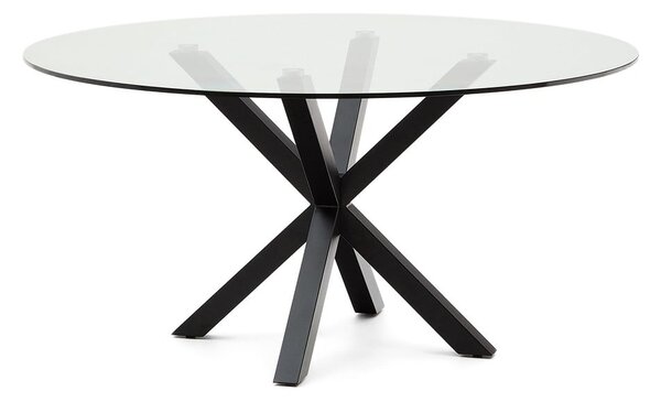 Čierny okrúhly jedálenský stôl so sklenenou doskou ø 150 cm Argo – Kave Home