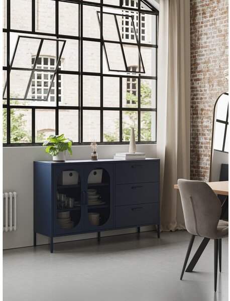 Tmavomodrá komoda 140x90 cm Diora – Marckeric