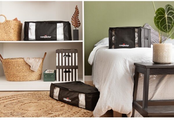 Čierny úložný box s vákuovým obalom Compactor Black Edition, objem 210 l