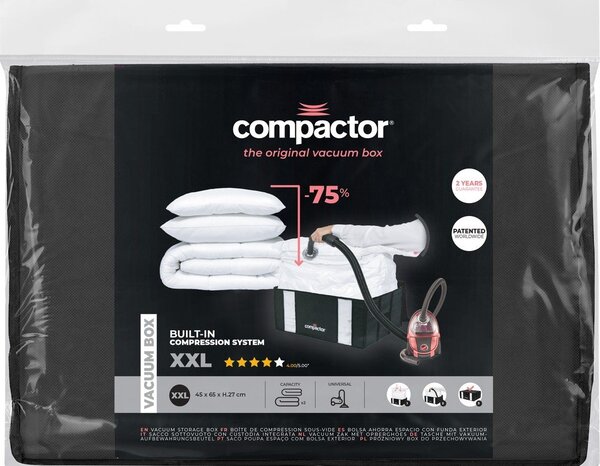 Čierny úložný box s vákuovým obalom Compactor Black Edition, objem 210 l