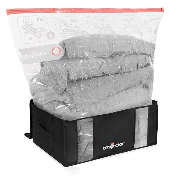 Čierny úložný box s vákuovým obalom Compactor Black Edition, objem 210 l