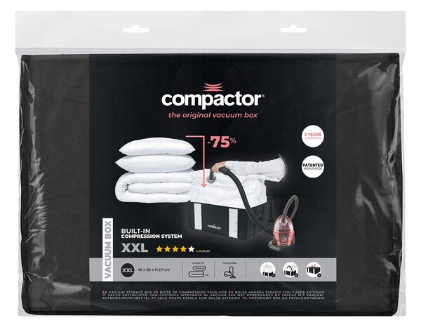 Čierny úložný box s vákuovým obalom Compactor Black Edition, objem 210 l