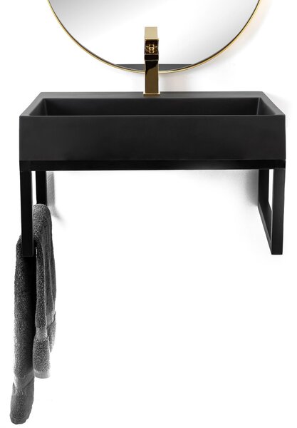 Konglomerátové umývadlo na dosku REA GOYA - matné čierne 60CM + konzola