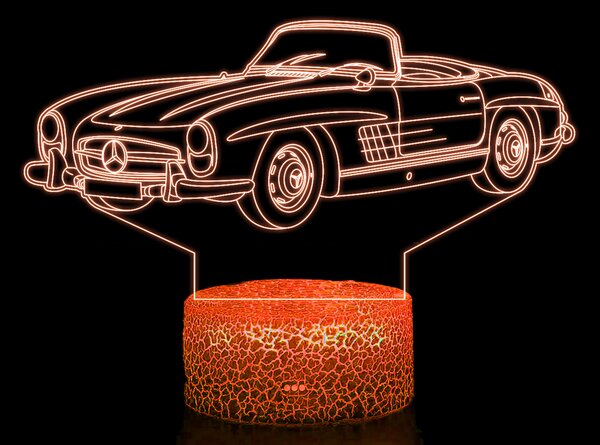 Beling 3D lampa,1958 Mercedes 300SL,16 farebná O2