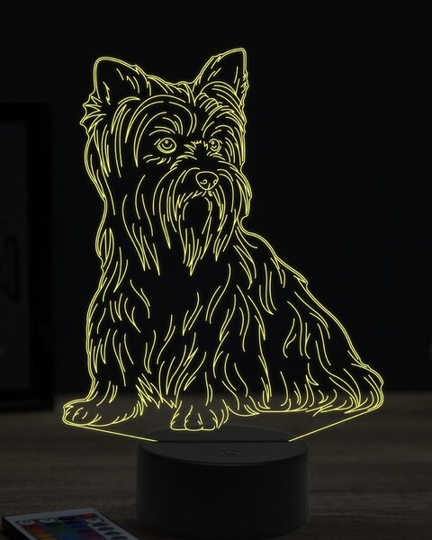 Beling 3D lampa, Jorkšírsky teriér, 7 farebná JAK9