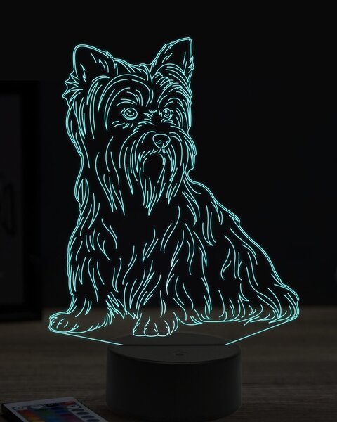 Beling 3D lampa, Jorkšírsky teriér, 7 farebná JAK9