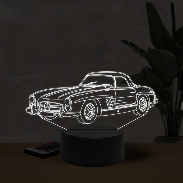 Beling 3D lampa,1958 Mercedes 300SL coupe, 16 farebná O3
