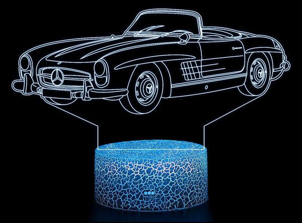 Beling 3D lampa,1958 Mercedes 300SL,16 farebná O2