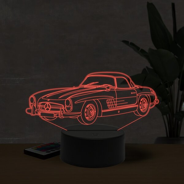 Beling 3D lampa,1958 Mercedes 300SL coupe, 16 farebná O3