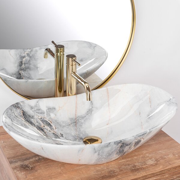 Rea Royal, keramické umývadlo na dosku 62 x 36 cm, imitácia kameňa Granit, REA-U8596