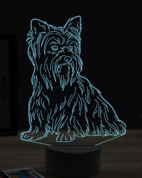 Beling 3D lampa, Jorkšírsky teriér, 7 farebná JAK9