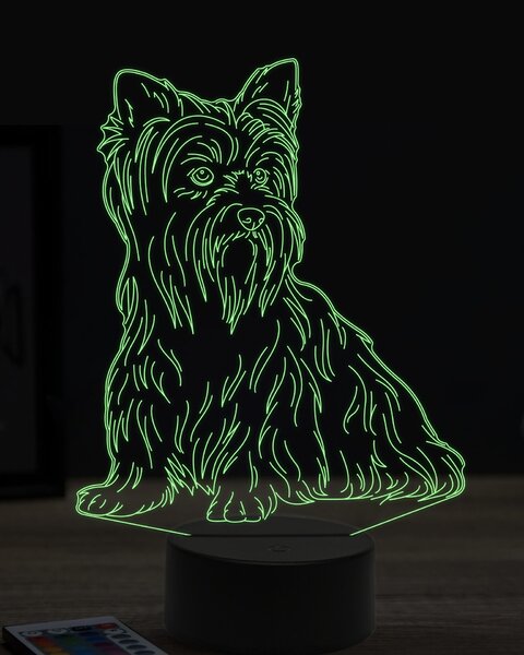 Beling 3D lampa, Jorkšírsky teriér, 7 farebná JAK9