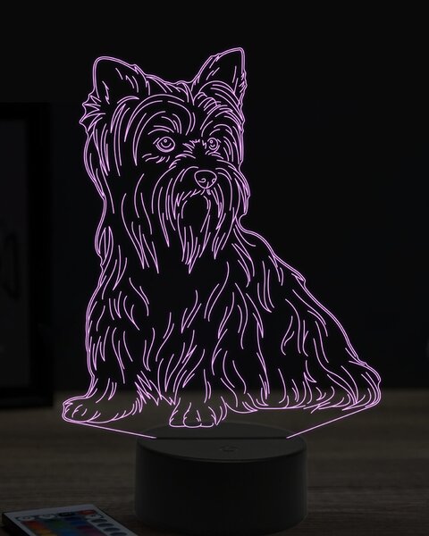 Beling 3D lampa, Jorkšírsky teriér, 7 farebná JAK9