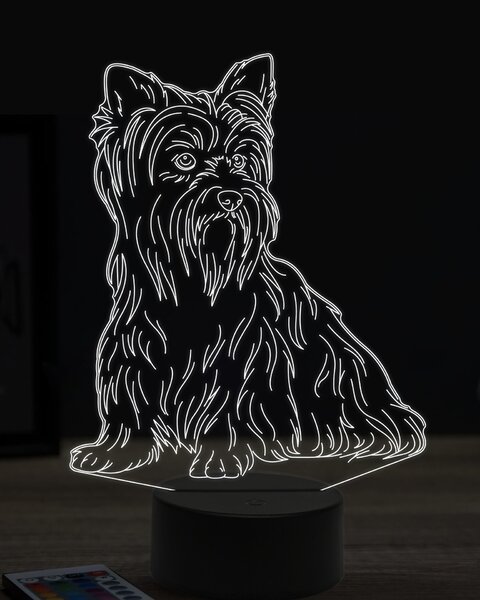 Beling 3D lampa, Jorkšírsky teriér, 7 farebná JAK9