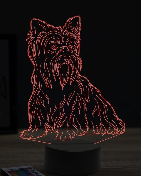 Beling 3D lampa, Jorkšírsky teriér, 7 farebná JAK9