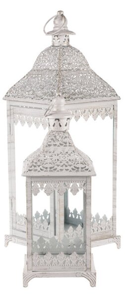 Set dvoch kovových lampášov biely JL326 (2 ks)