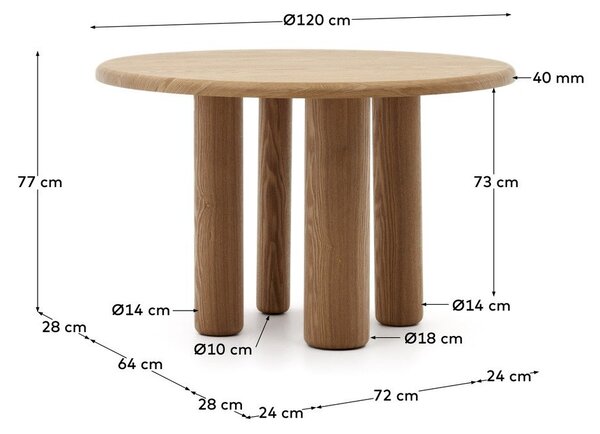 Okrúhly jedálenský stôl v dekore jaseňa ø 120 cm Mailen – Kave Home