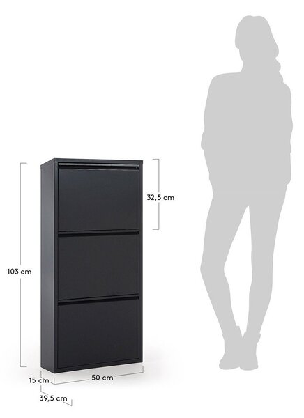 Antracitová kovová výklopná skrinka na topánky 50x103x15 cm Ode – Kave Home