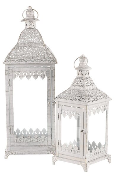 Set dvoch kovových lampášov biely JL326 (2 ks)