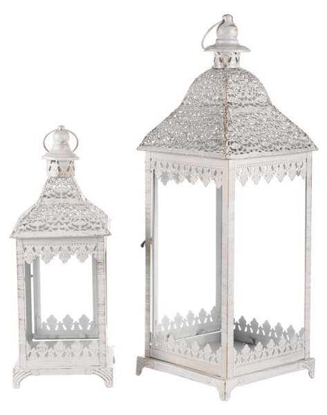 Set dvoch kovových lampášov biely JL326 (2 ks)