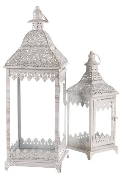 Set dvoch kovových lampášov biely JL326 (2 ks)