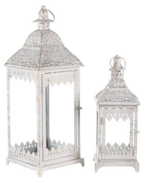 Set dvoch kovových lampášov biely JL326 (2 ks)